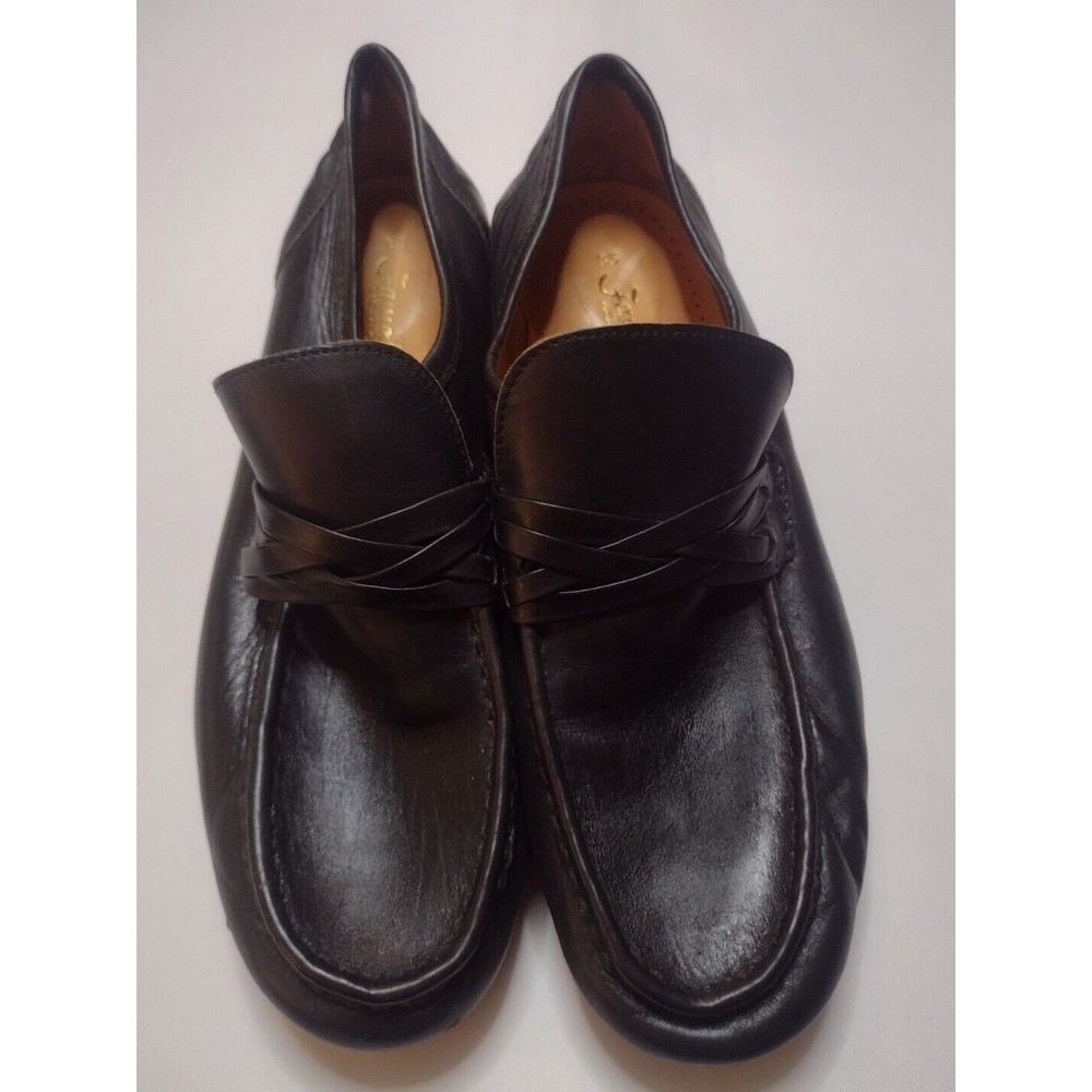 Famolare Womens  Leather Wedge Platform Loafer 8.5 Black Italy AA